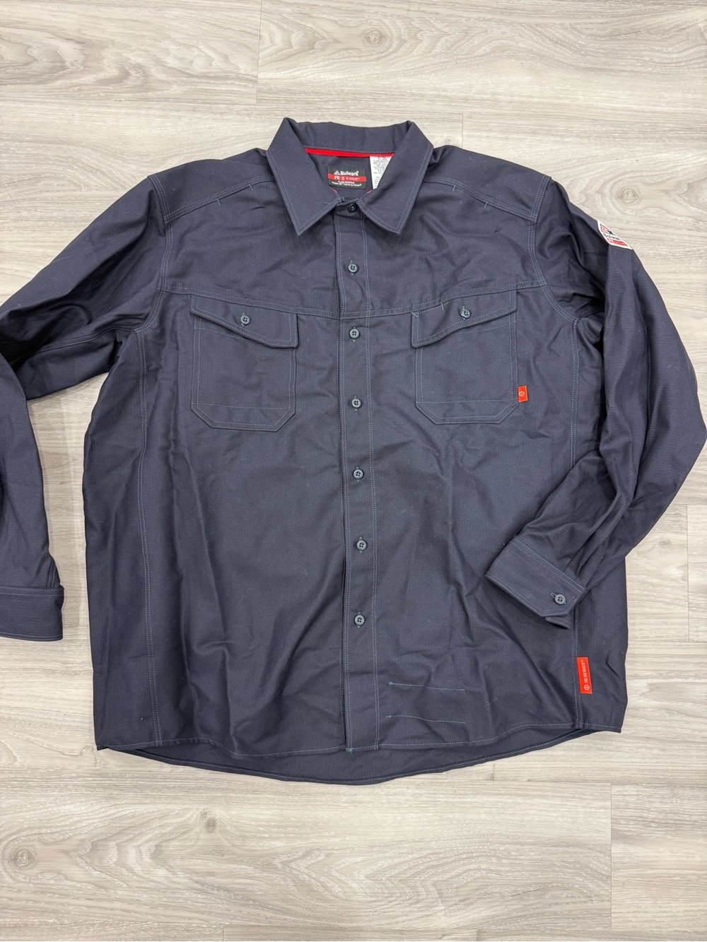 Bulwark FR iQ Series Flame Resistant Navy Long Sleeve Work Shirt Men XL NEW NWOT